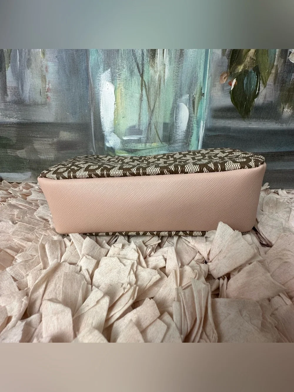 DKNY Brown Logo Cosmetic/Travel Makeup Bag - Excellent Condition